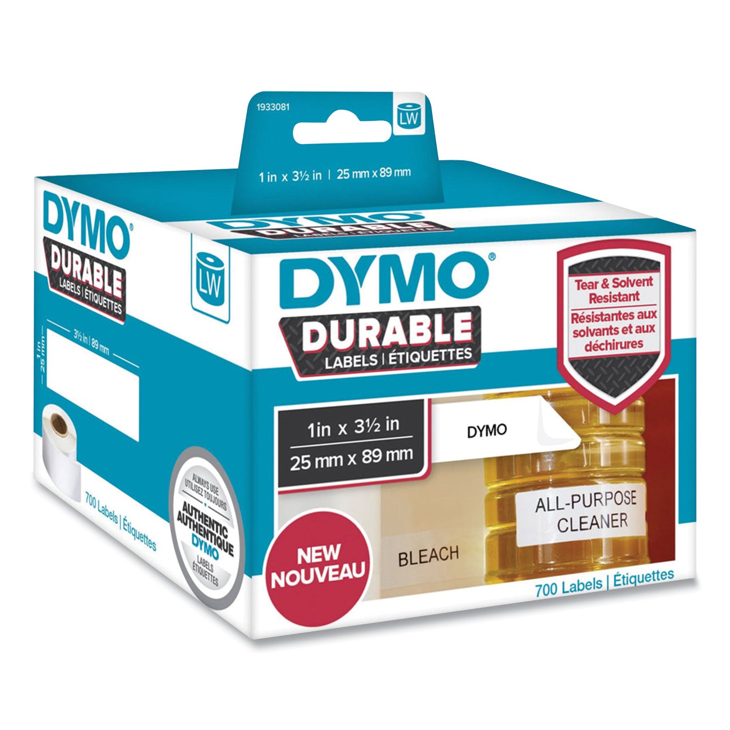 LW Durable Multi-Purpose Labels, 1" x 3.5", White, 700 Labels/Roll