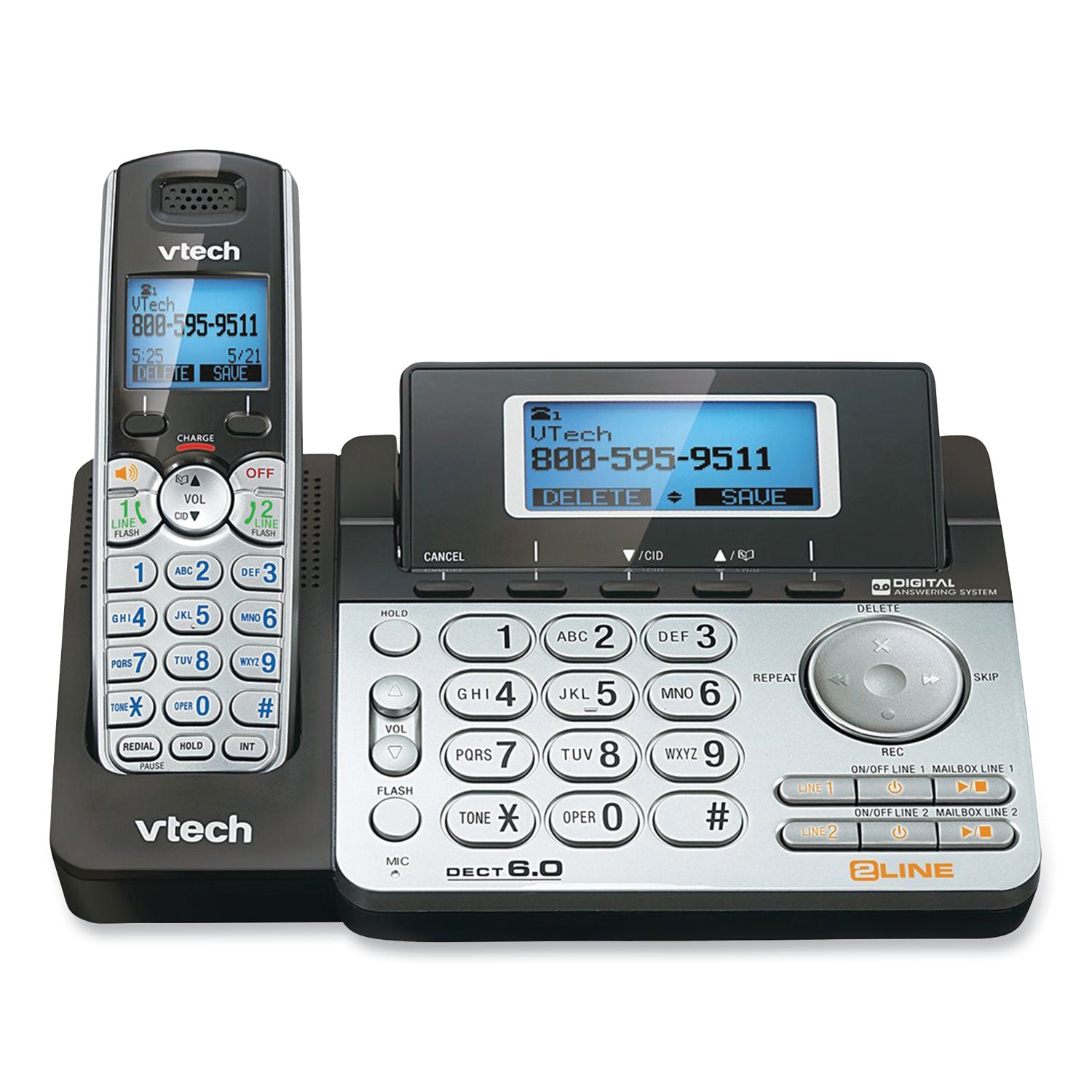 ds6151-2-two-handset-two-line-cordless-phone-with-answering-system-black-silver_vte80088300 - 2