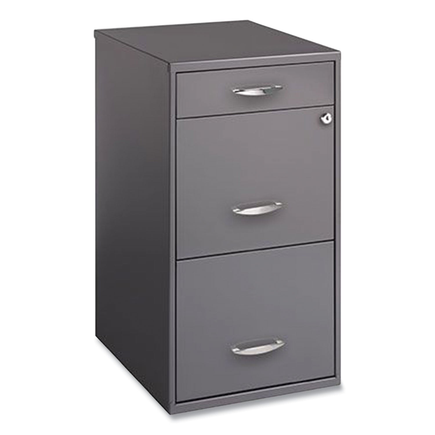 Utility File Cabinet, 3-Drawers: Pencil/File/File, Letter, Charcoal, 14.5" x 18" x 27.13 - 3