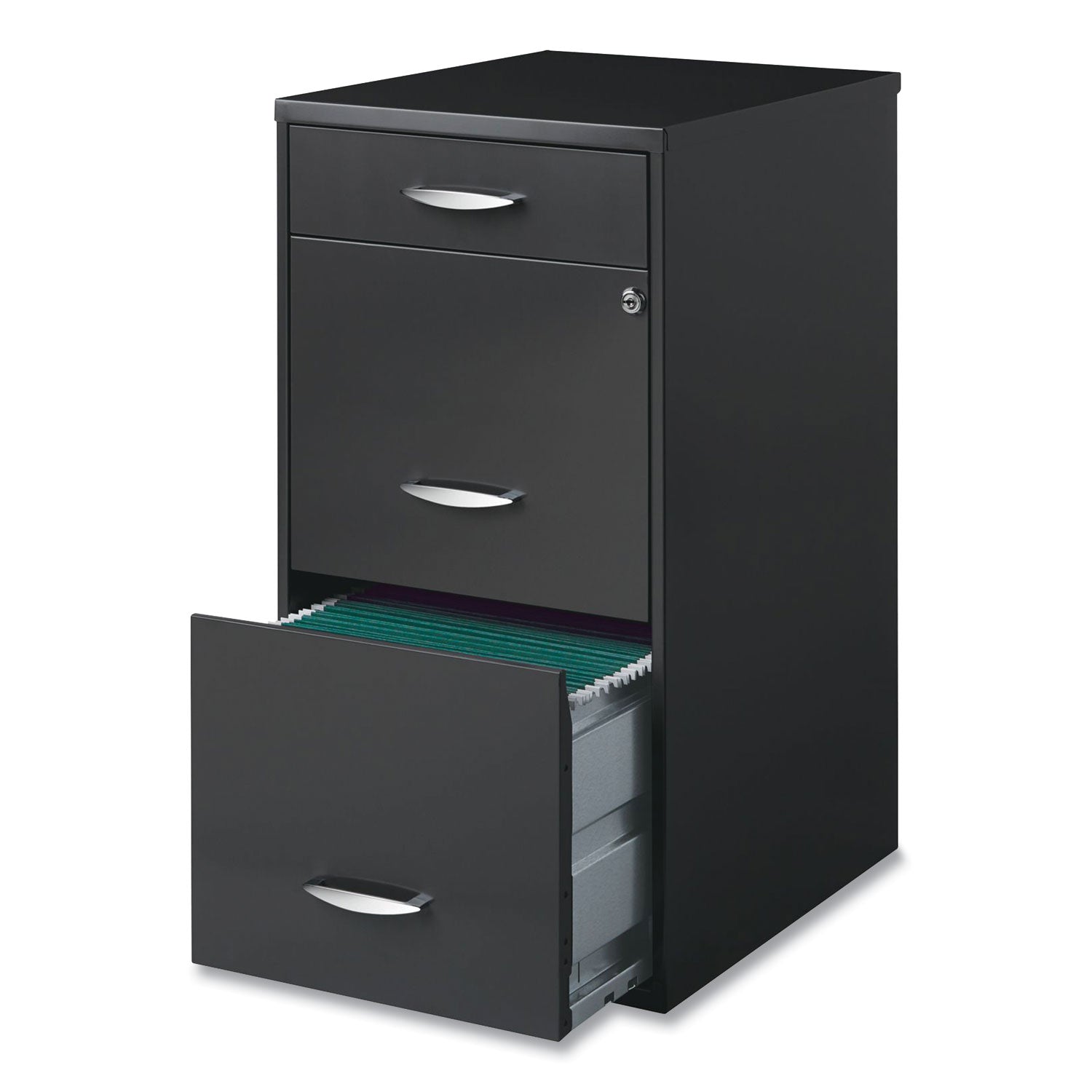 Utility File Cabinet, 3-Drawers: Pencil/File/File, Letter, Charcoal, 14.5" x 18" x 27.13 - 1