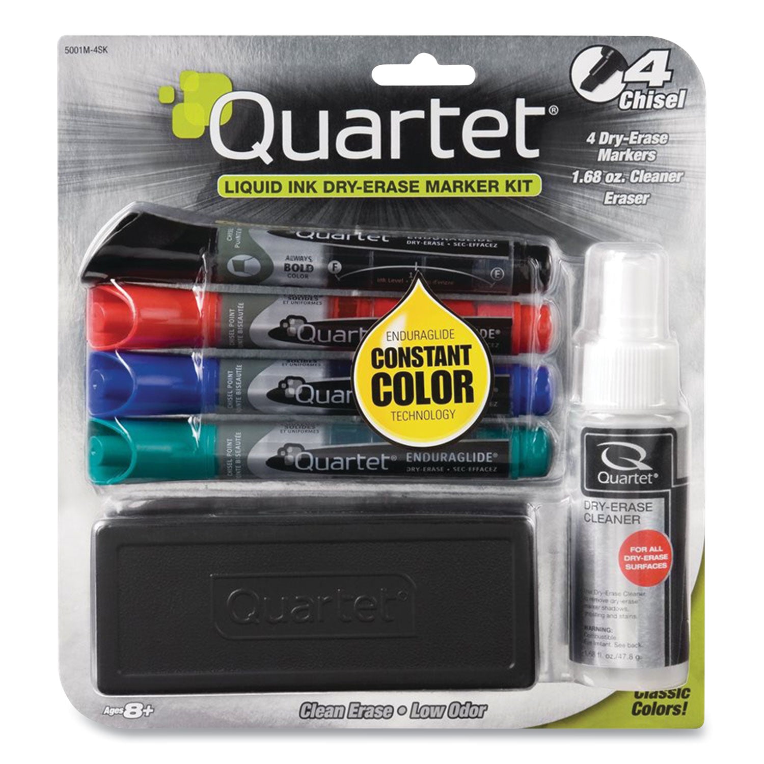 enduraglide-dry-erase-marker-kit-with-cleaner-and-eraser-broad-chisel-tip-assorted-colors-4-pack_qrt5001m4sk - 1