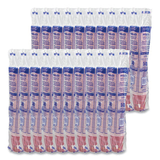 Paper Hot Drink Cups in Bistro Design, 10 oz, Maroon, 1,000/Carton