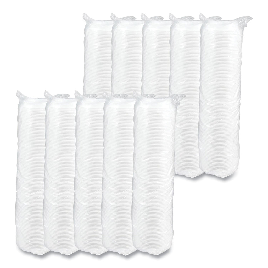 Optima Reclosable Lid, Fits 12 oz to 24 oz Foam Cups, White, 100 Pack, 10 Packs/Carton