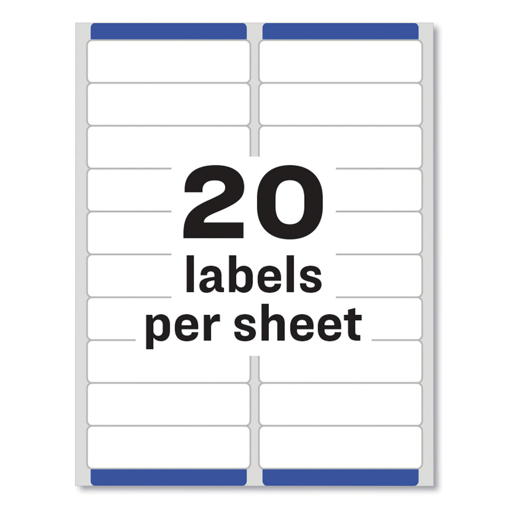 Easy Peel White Address Labels w/ Sure Feed Technology, Laser Printers, 1 x 4, White, 20/Sheet, 25 Sheets/Pack