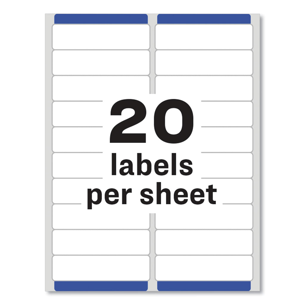 Easy Peel White Address Labels w/ Sure Feed Technology, Inkjet Printers, 1 x 4, White, 20/Sheet, 25 Sheets/Pack