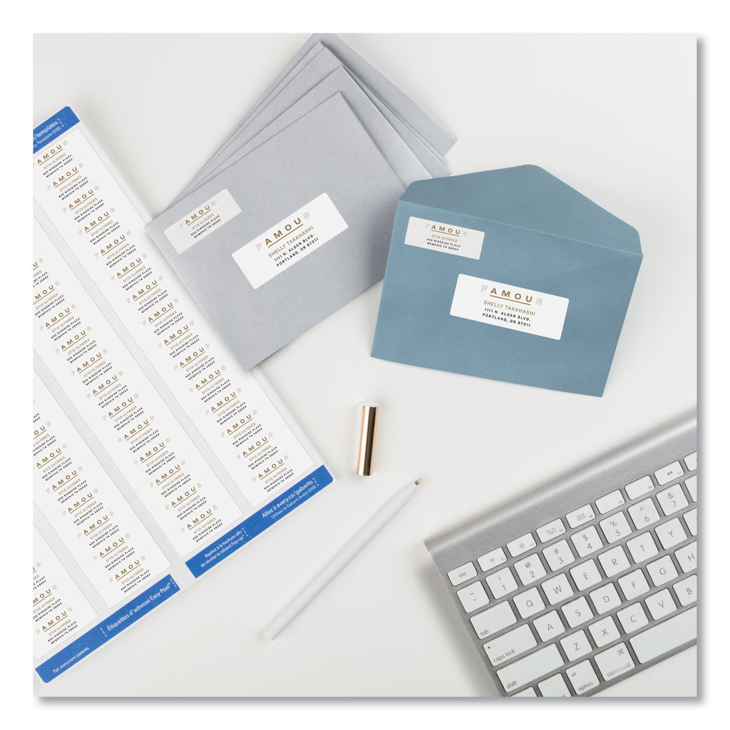 Easy Peel White Address Labels w/ Sure Feed Technology, Laser Printers, 0.66 x 1.75, White, 60/Sheet, 25 Sheets/Pack