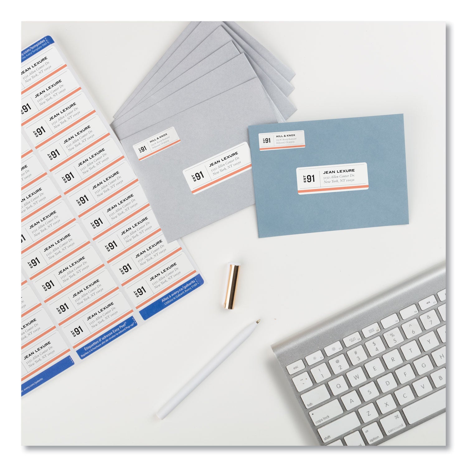Easy Peel White Address Labels w/ Sure Feed Technology, Laser Printers, 1 x 2.63, White, 30/Sheet, 500 Sheets/Box