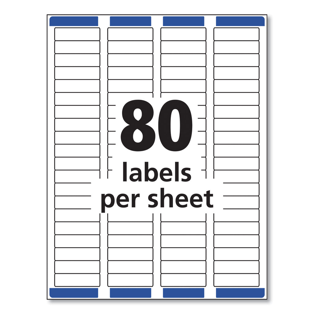 Easy Peel White Address Labels w/ Sure Feed Technology, Inkjet Printers, 0.5 x 1.75, White, 80/Sheet, 25 Sheets/Pack