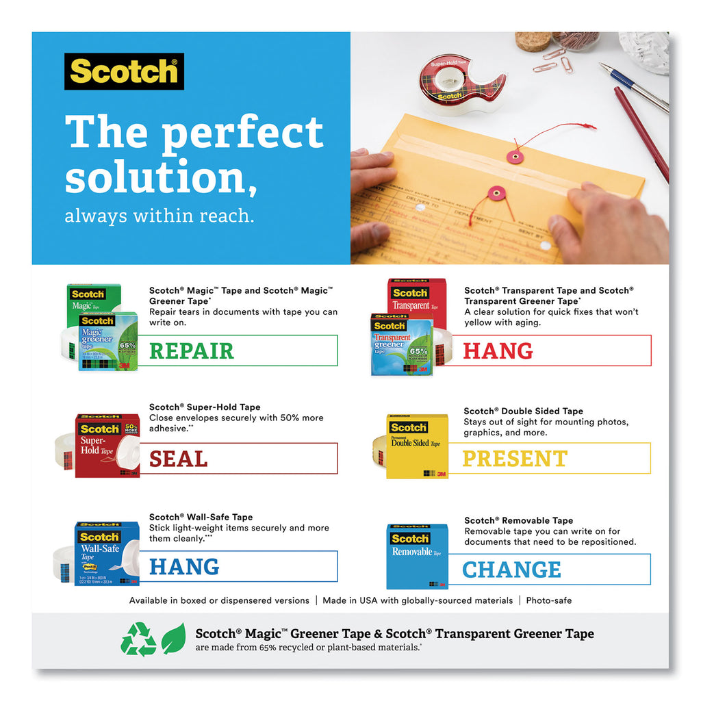 Super-Hold Tape Refill, 1" Core, 0.75" x 27.77 yds, Crystal Clear, 10 Rolls/Pack