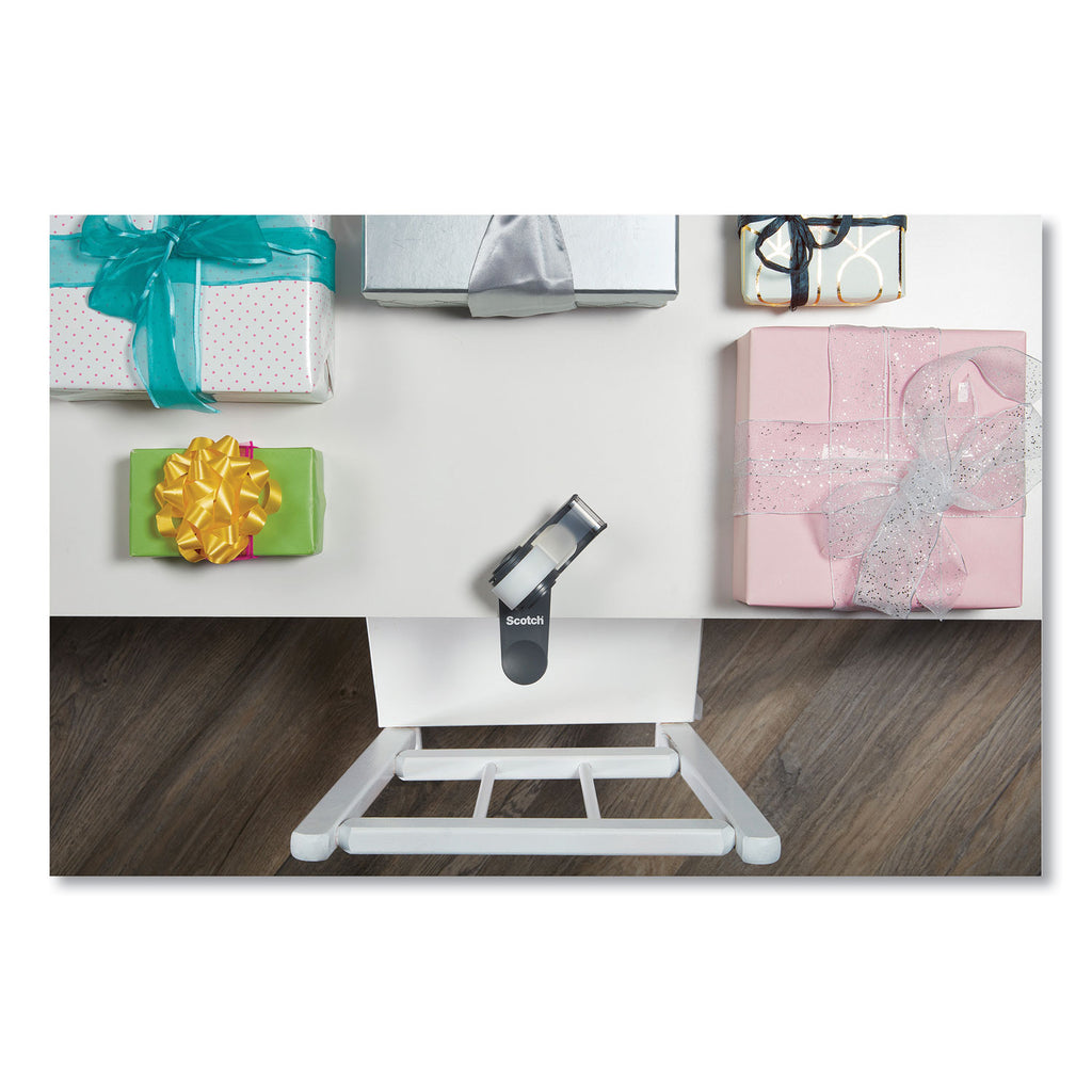 Clip and Twist Desktop Tape Dispenser, with Tape Roll, 1" Core, Plastic, Gray