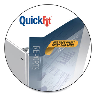 QuickFit Landscape Spreadsheet Round Ring View Binder, 3 Rings, 1" Capacity, 14 x 8.5, Black