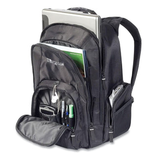 Groove Laptop Backpack, Fits Devices Up to 15.4", Nylon/PVC, 15 x 7 x 18, Black