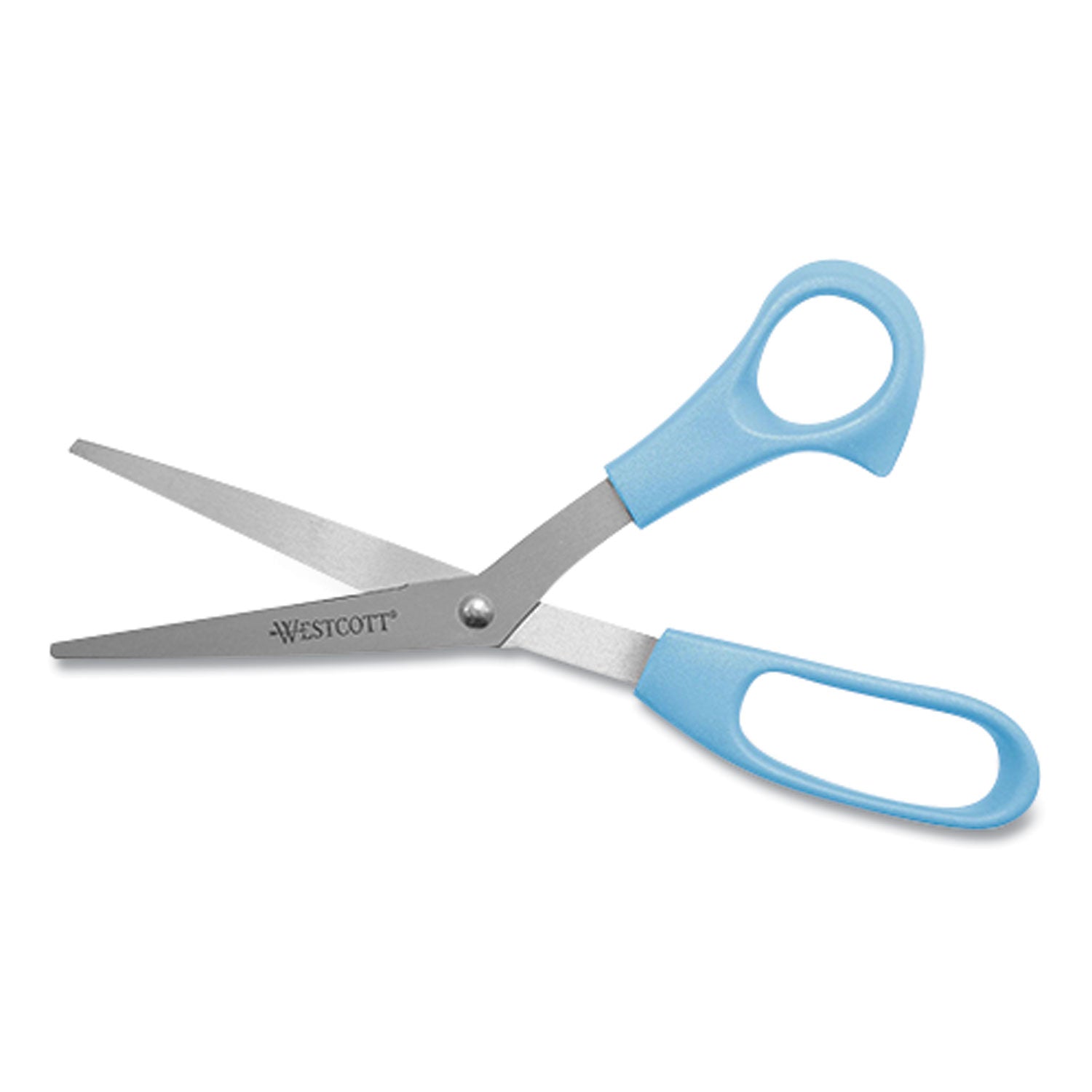 All Purpose Value Stainless Steel Scissors Three Pack, 8" Long, 3" Cut Length, Assorted Color Offset Handles, 3/Pack