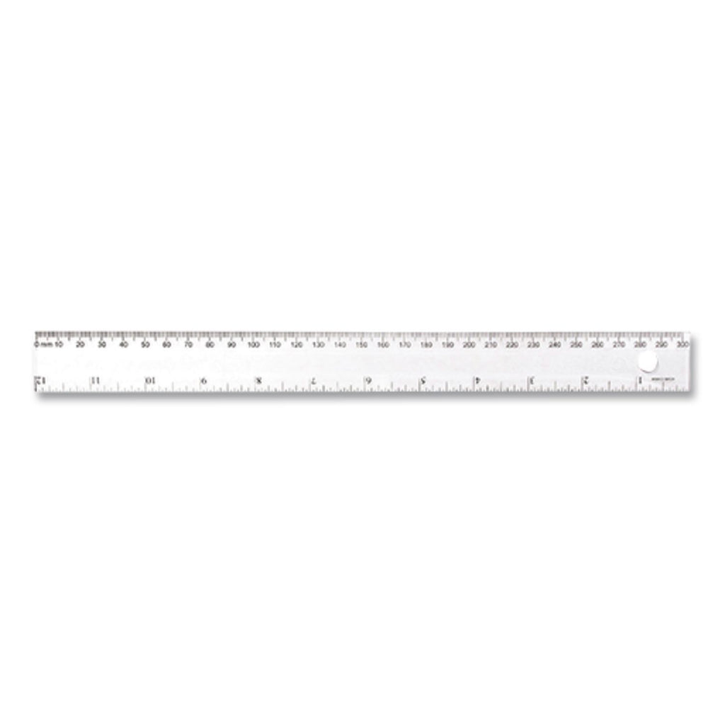 Transparent Shatter-Resistant Plastic Ruler, Clear, 12