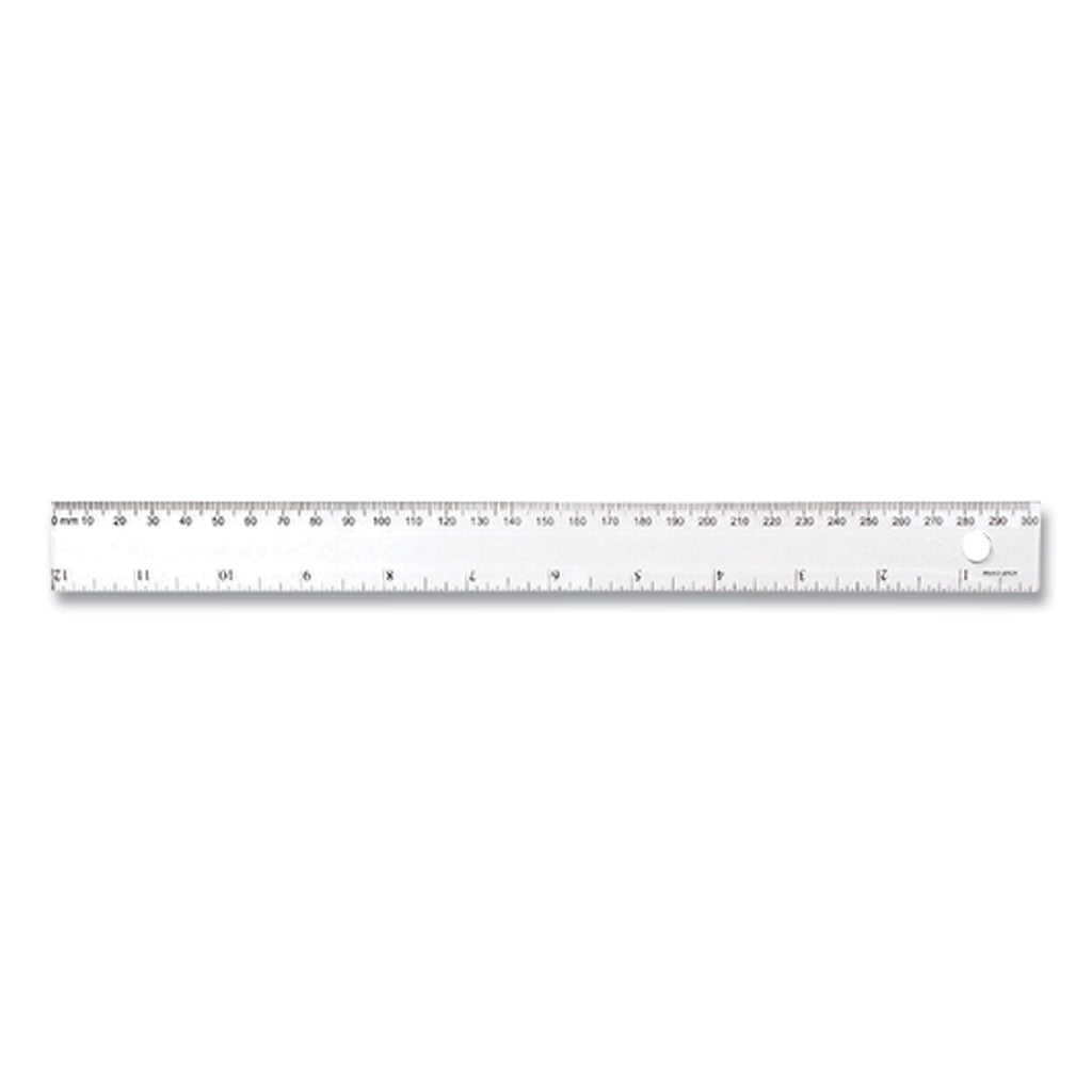 Transparent Shatter-Resistant Plastic Ruler, Clear, 12