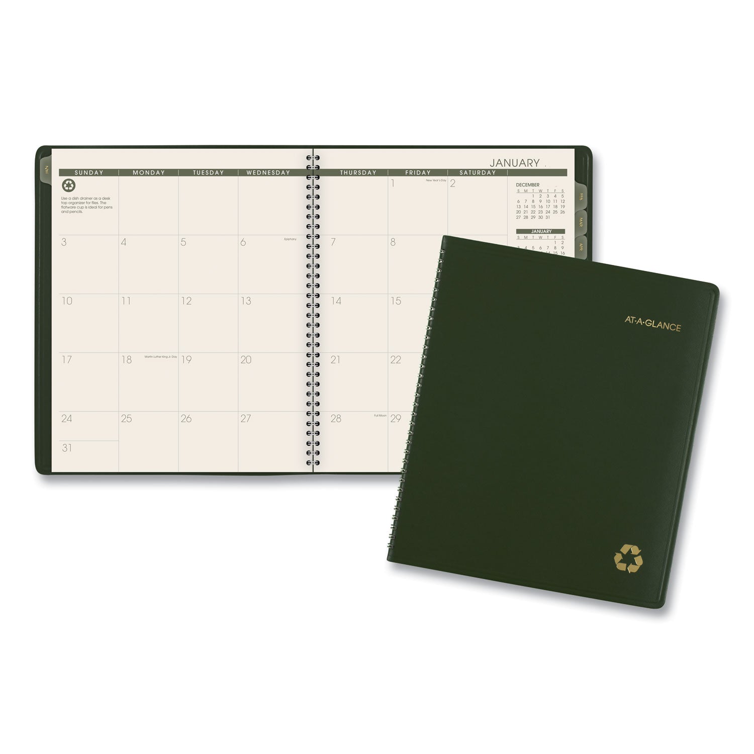 Recycled Monthly Planner, 11 x 9, Green Cover, 13-Month (Jan to Jan): 2024 to 2025 - 1