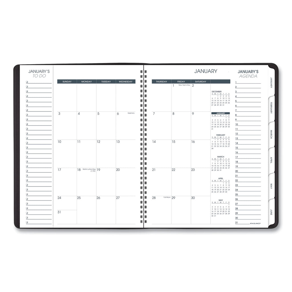 Triple View Weekly Vertical-Column Format Appointment Book, 11 x 8.25, Black Cover, 12-Month (Jan to Dec): 2024