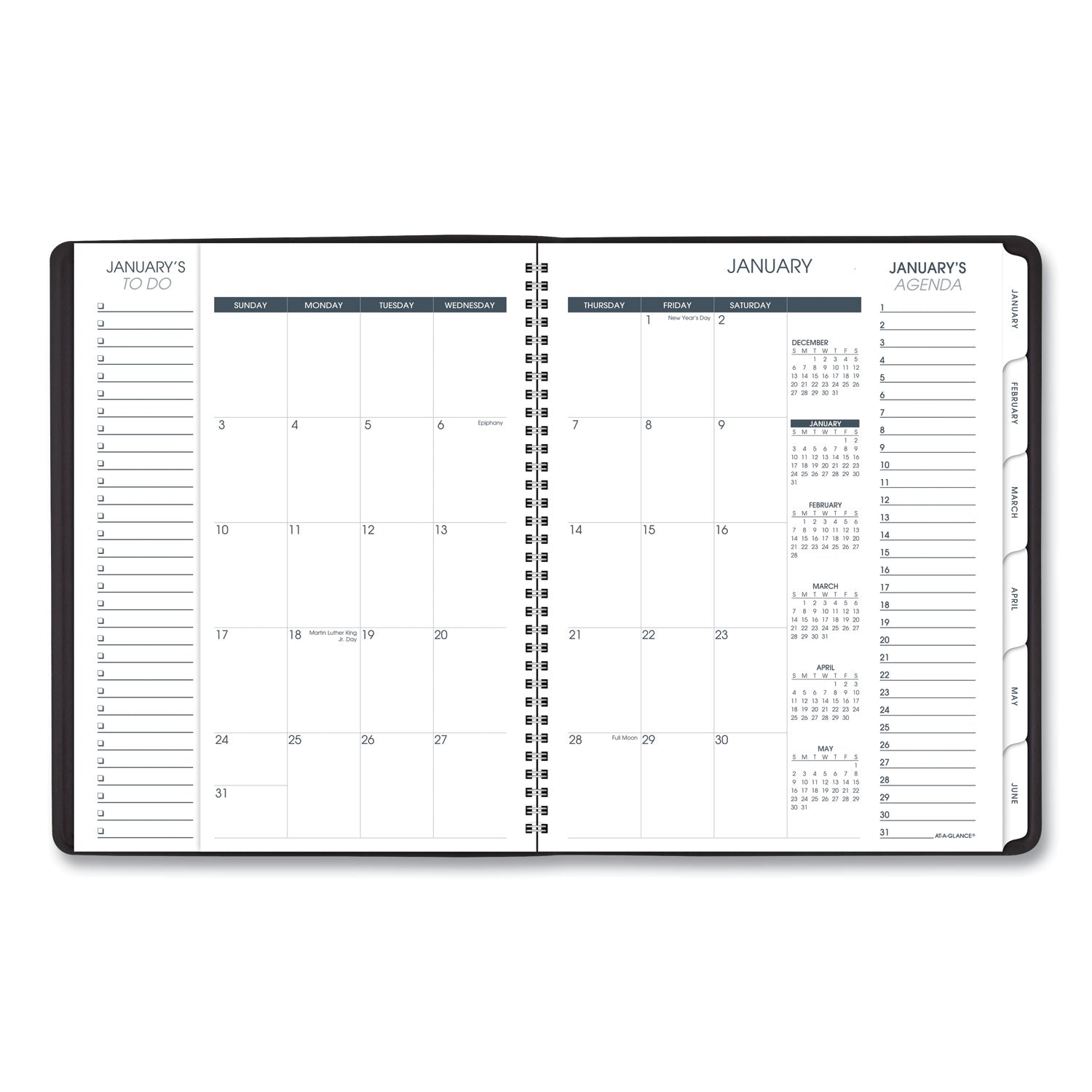 Triple View Weekly Vertical-Column Format Appointment Book, 11 x 8.25, Black Cover, 12-Month (Jan to Dec): 2024 - 