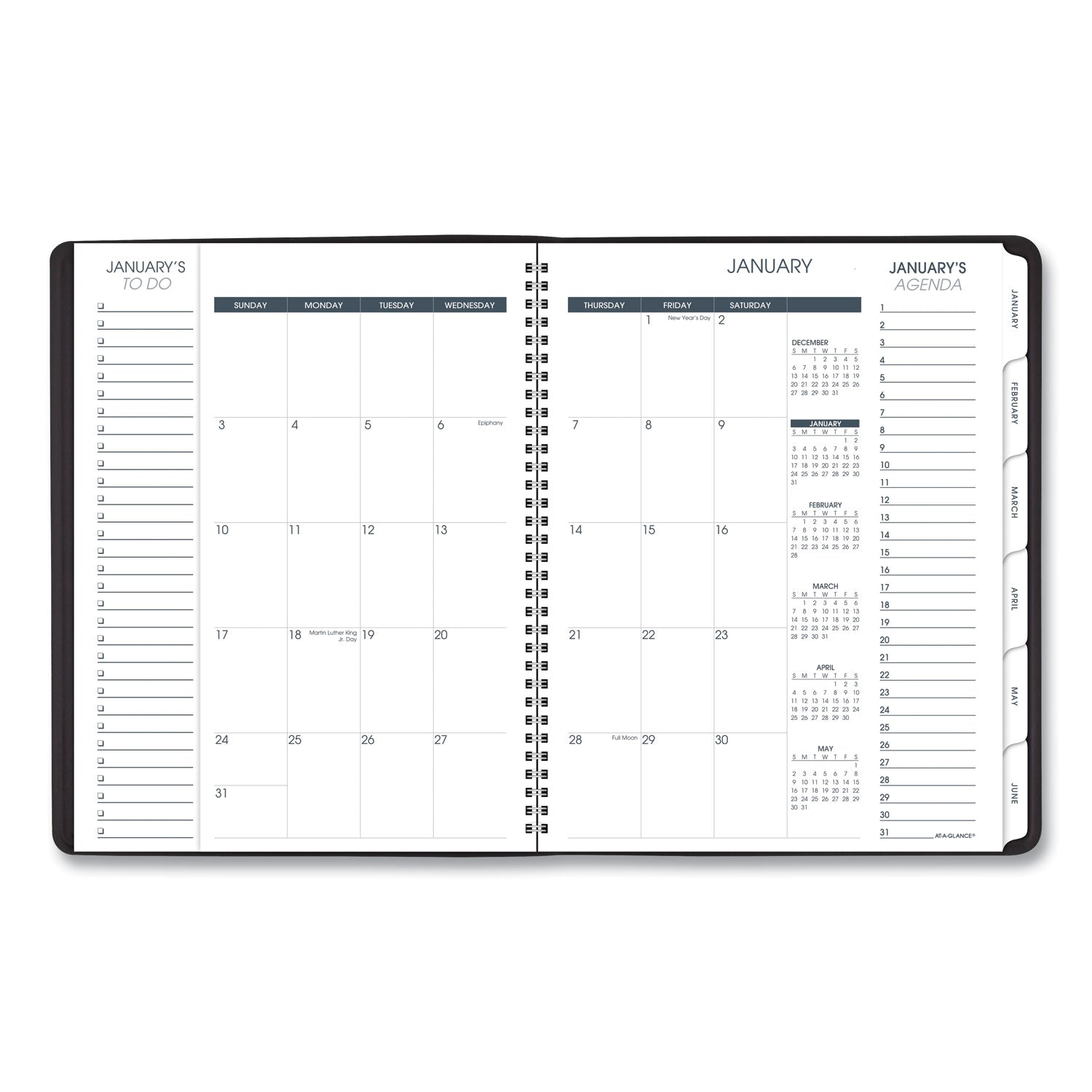 Triple View Weekly Vertical-Column Format Appointment Book, 11 x 8.25, Black Cover, 12-Month (Jan to Dec): 2024
