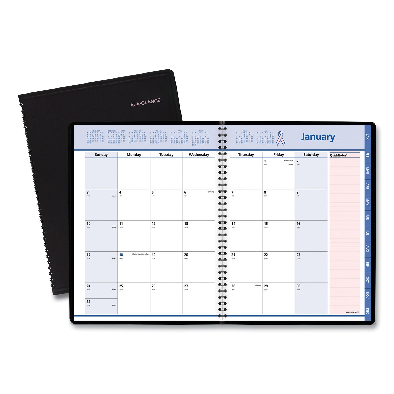 QuickNotes Special Edition Monthly Planner, 11 x 8.25, Black/Pink Cover, 12-Month (Jan to Dec): 2024 - 