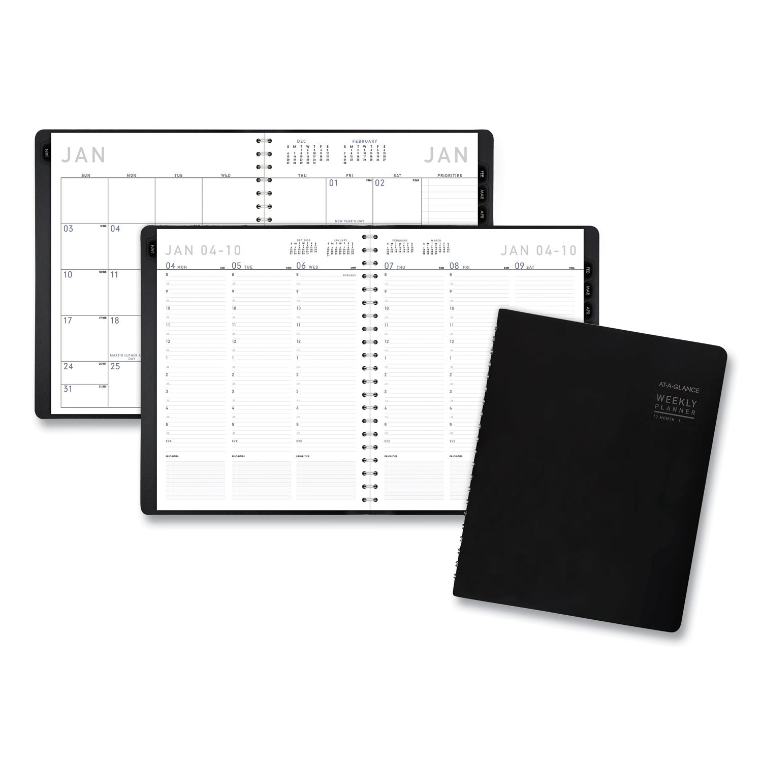 At-A-Glance Contemporary Planner - Large Size - Julian Dates - Weekly, Monthly - 1 Year - January 2024 - December 2024 - 8:00 AM to 5:30 PM - Half-hourly - 1 Week, 1 Month Double Page Layout - 8 1/4" x 11" White Sheet - Wire Bound - Simulated Leather - 1