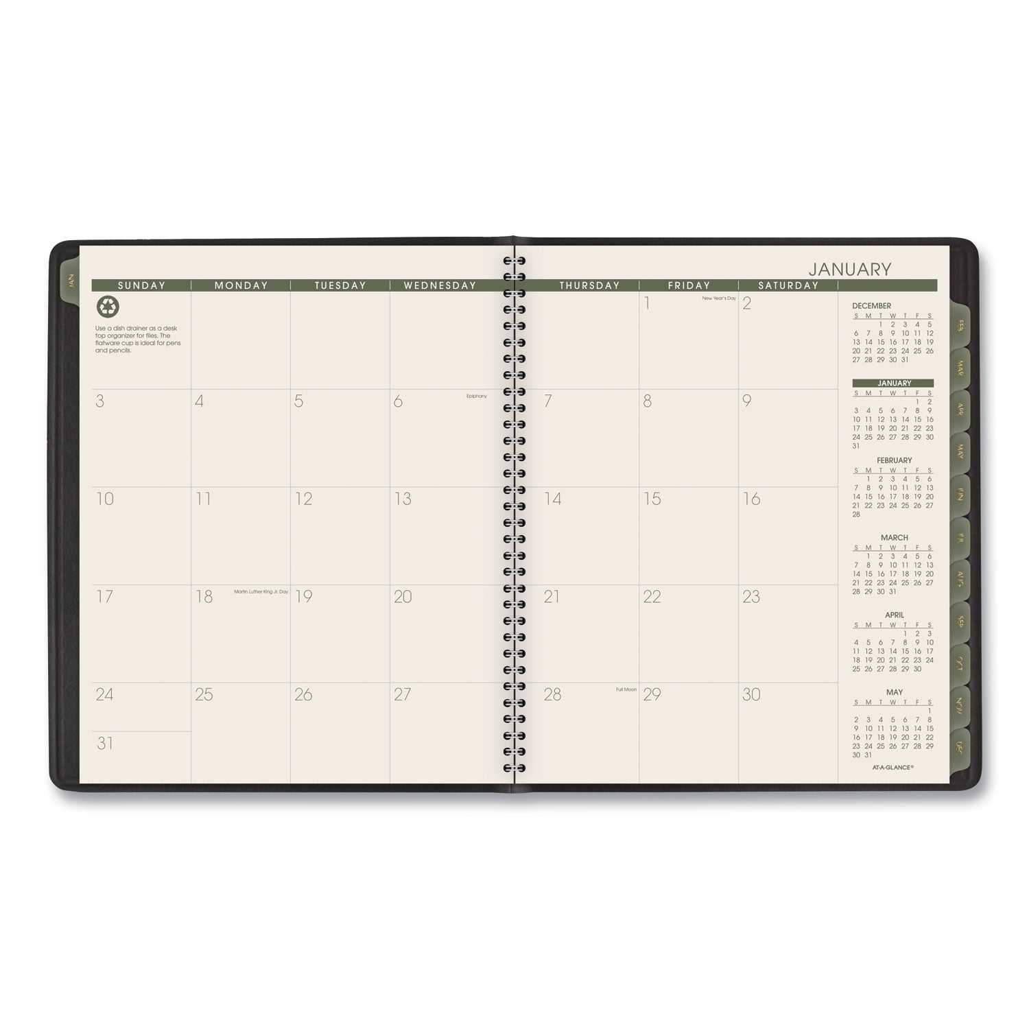 Recycled Monthly Planner, 11 x 9, Black Cover, 13-Month (Jan to Jan): 2024 to 2025 - 