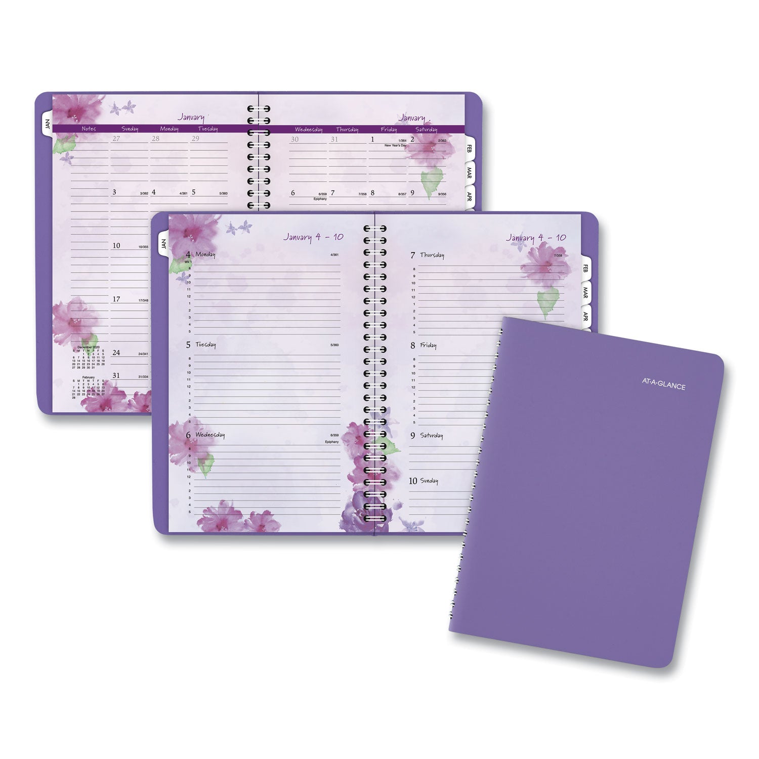At-A-Glance Beautiful Day Appointment Book Planner - Small Size - Julian Dates - Weekly, Monthly - 13 Month - January 2024 - January 2025 - 8:00 AM to 5:00 PM - Hourly, 7:00 AM to 8:00 PM - Monday - Friday - 1 Week, 1 Month Double Page Layout - 5 1/2