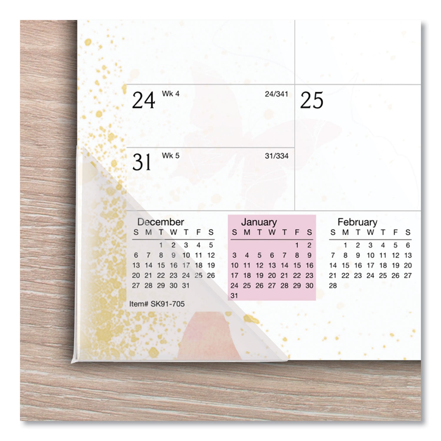 Watercolors Monthly Desk Pad Calendar, Watercolor Artwork, 17.75 x 11, White Sheets, Purple Binding, 12-Month (Jan-Dec): 2024