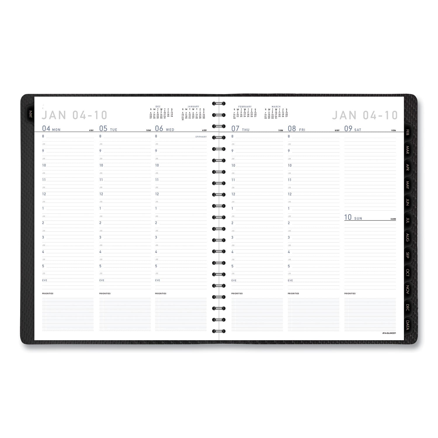 Contemporary Weekly/Monthly Planner, Vertical-Column Format, 11 x 8.25, Graphite Cover, 12-Month (Jan to Dec): 2024 - 