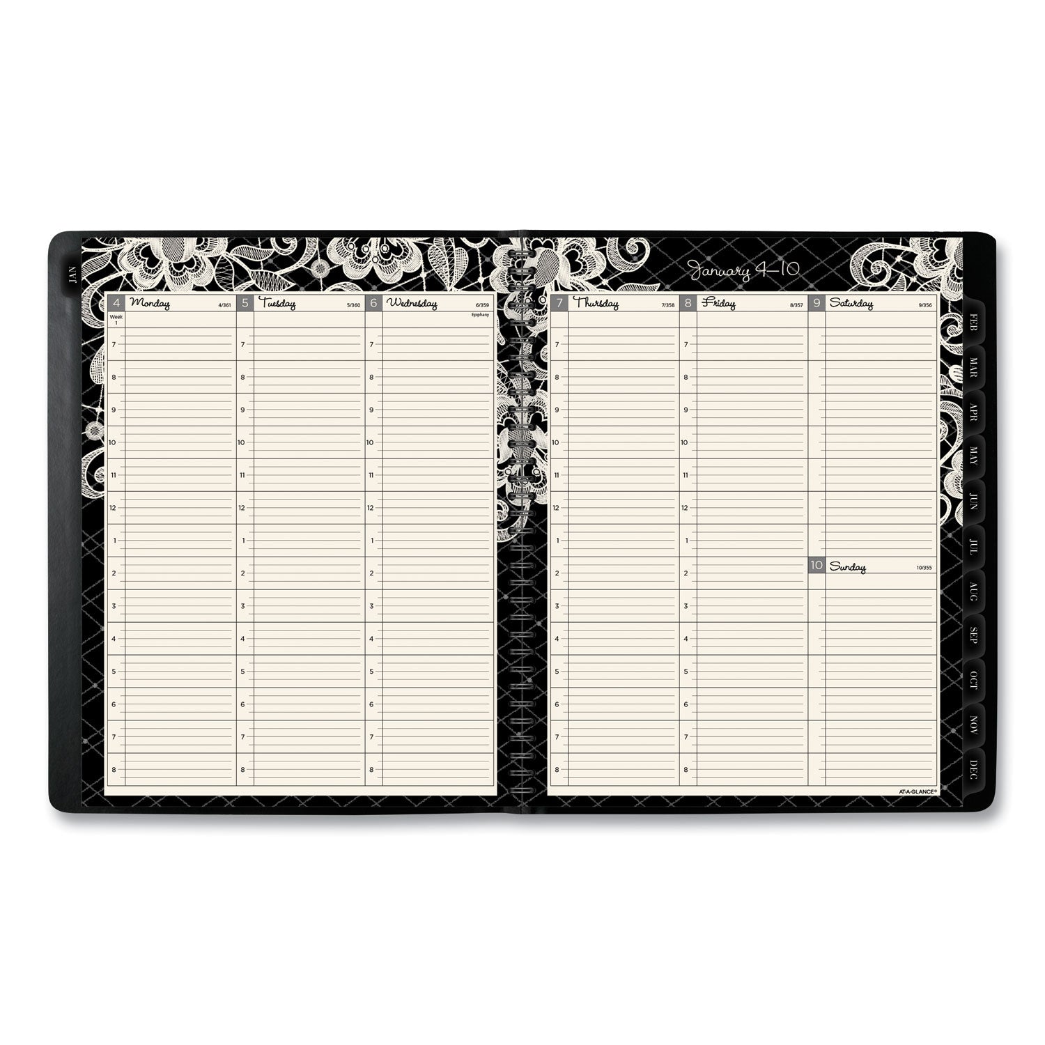 lacey-weekly-block-format-professional-appointment-book-lacey-artwork-11-x-85-black-white-13-month-jan-jan-2024-2025_aag541905 - 2