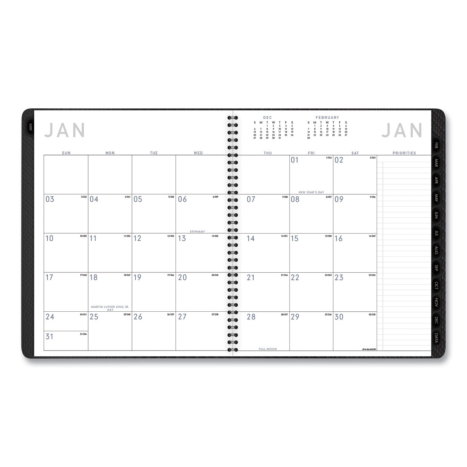 Contemporary Monthly Planner, Premium Paper, 11 x 9, Graphite Cover, 12-Month (Jan to Dec): 2024 - 2