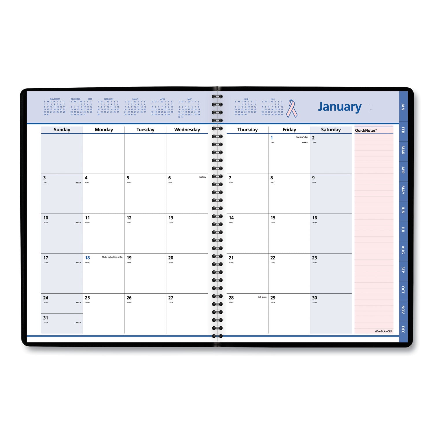 QuickNotes Special Edition Monthly Planner, 11 x 8.25, Black/Pink Cover, 12-Month (Jan to Dec): 2024 - 