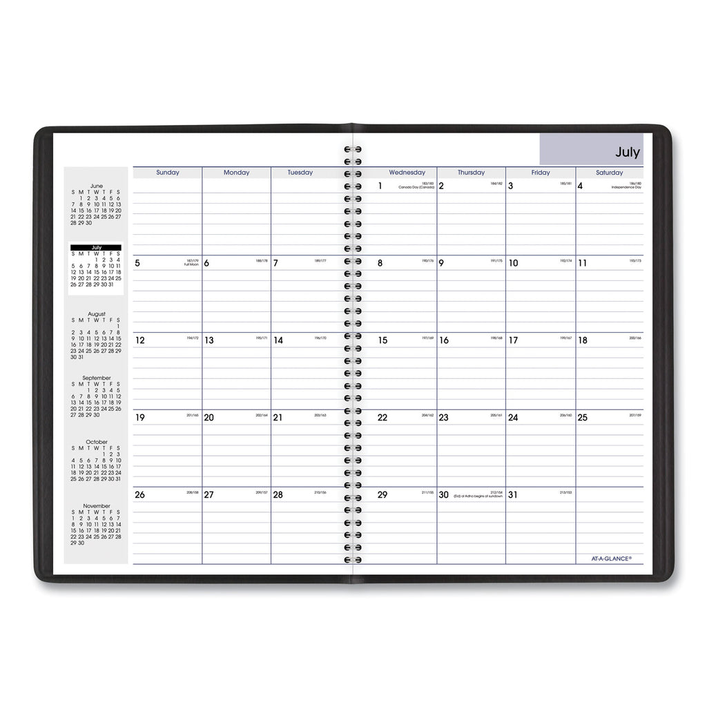 DayMinder Monthly Planner, Academic Year, Ruled Blocks, 12 x 8, Black Cover, 14-Month (July to Aug): 2023 to 2024