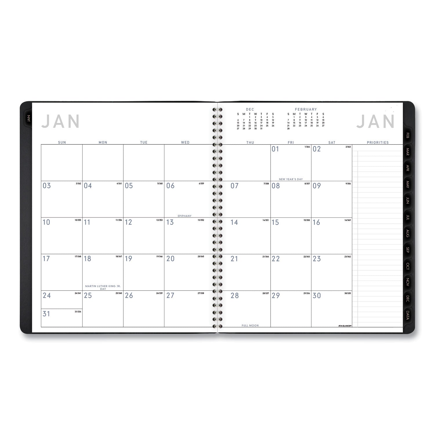 Contemporary Monthly Planner, Premium Paper, 11 x 9, Black Cover, 12-Month (Jan to Dec): 2024 - 2