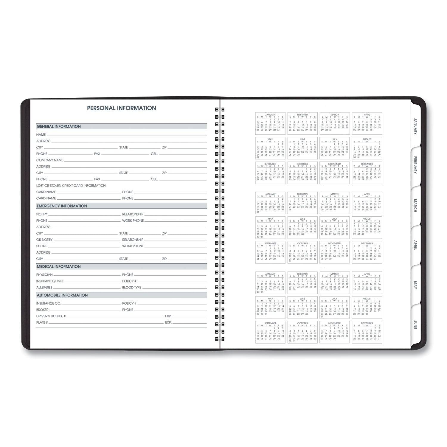 Triple View Weekly Vertical-Column Format Appointment Book, 11 x 8.25, Black Cover, 12-Month (Jan to Dec): 2024 - 