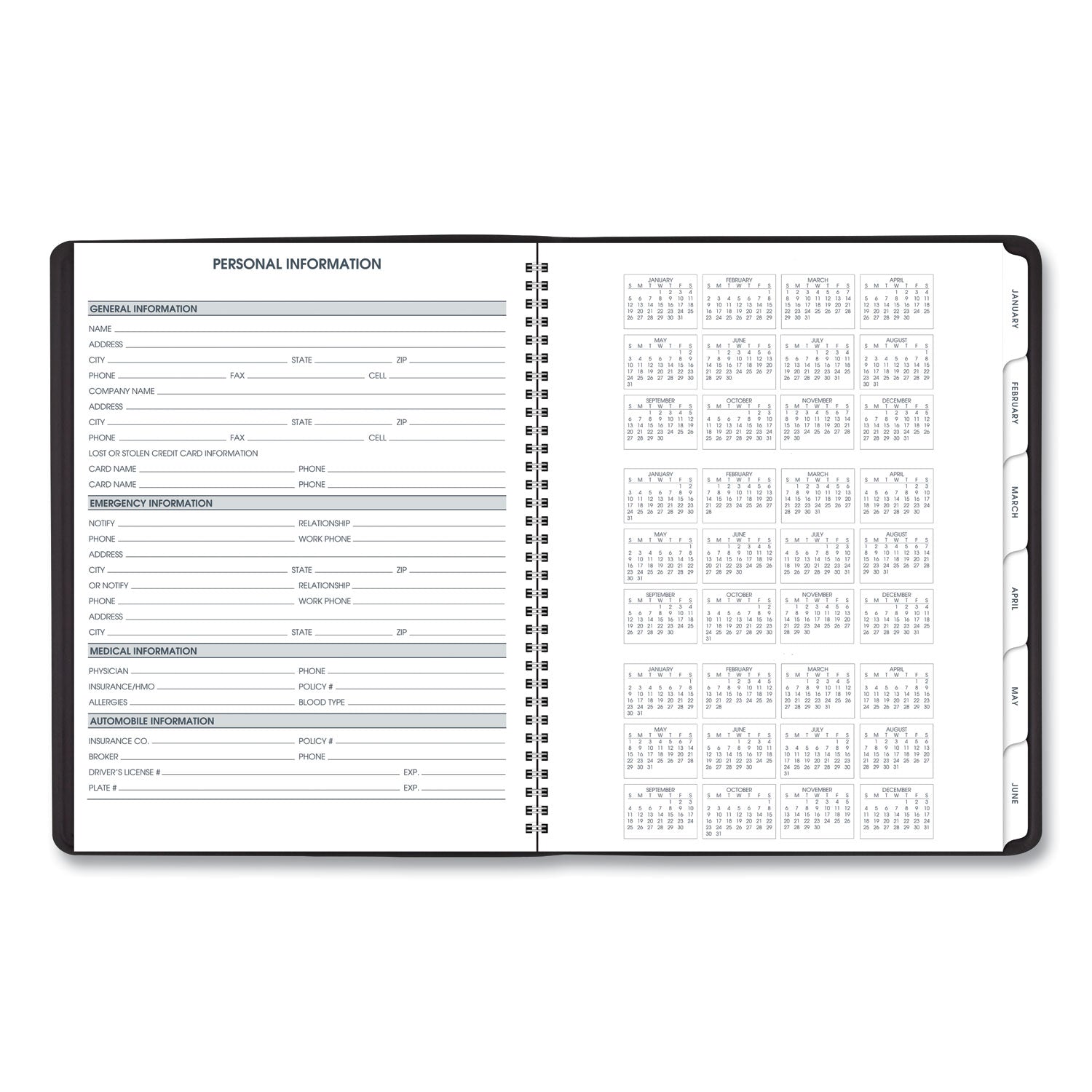 Triple View Weekly Vertical-Column Format Appointment Book, 11 x 8.25, Black Cover, 12-Month (Jan to Dec): 2024