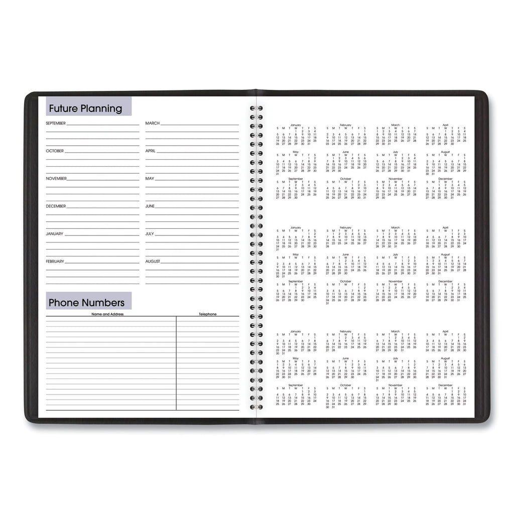 DayMinder Monthly Planner, Academic Year, Ruled Blocks, 12 x 8, Black Cover, 14-Month (July to Aug): 2023 to 2024