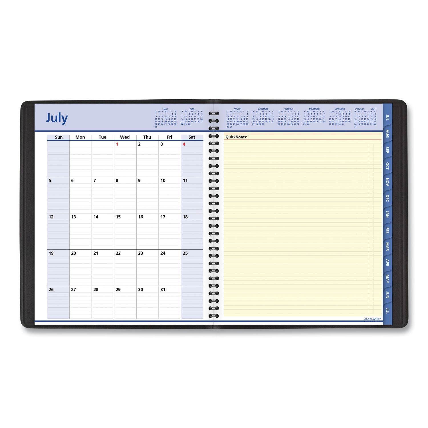 QuickNotes Weekly/Monthly Planner, 10 x 8, Black Cover, 13-Month (July to July): 2023 to 2024
