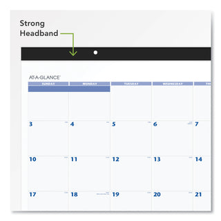 Desk Pad, 22 x 17, White Sheets, Black Binding, Black Corners, 12-Month (Jan to Dec): 2024