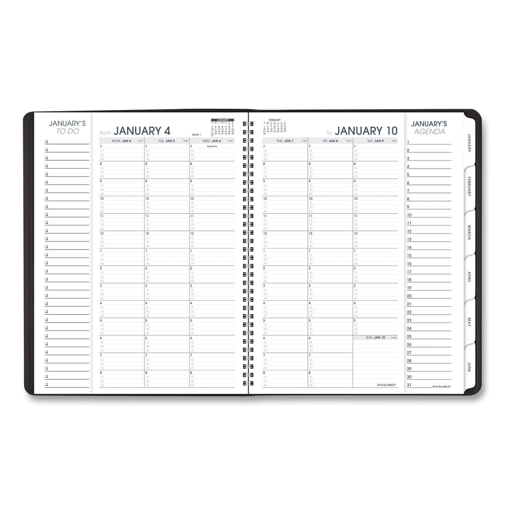 Triple View Weekly Vertical-Column Format Appointment Book, 11 x 8.25, Black Cover, 12-Month (Jan to Dec): 2024