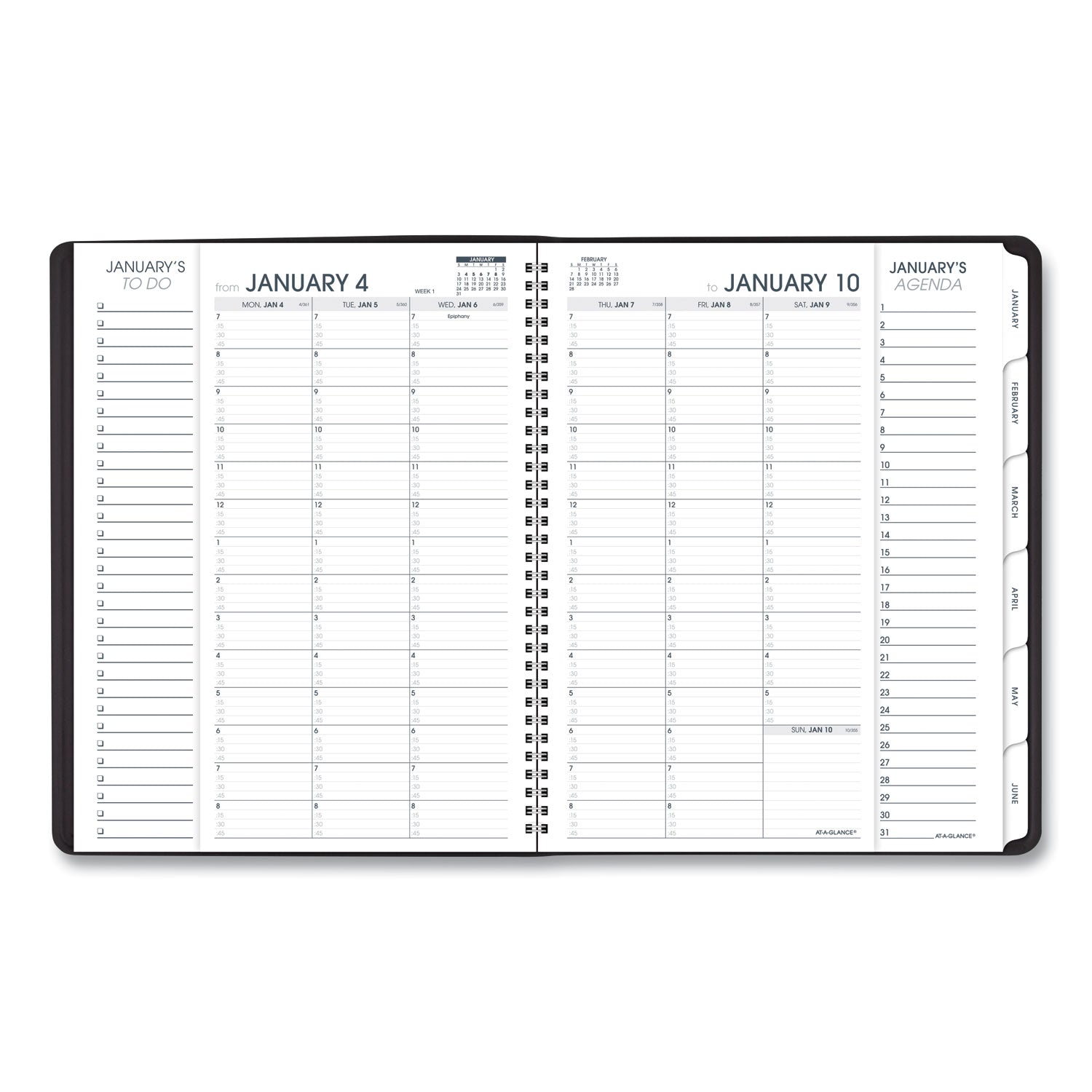 Triple View Weekly Vertical-Column Format Appointment Book, 11 x 8.25, Black Cover, 12-Month (Jan to Dec): 2024