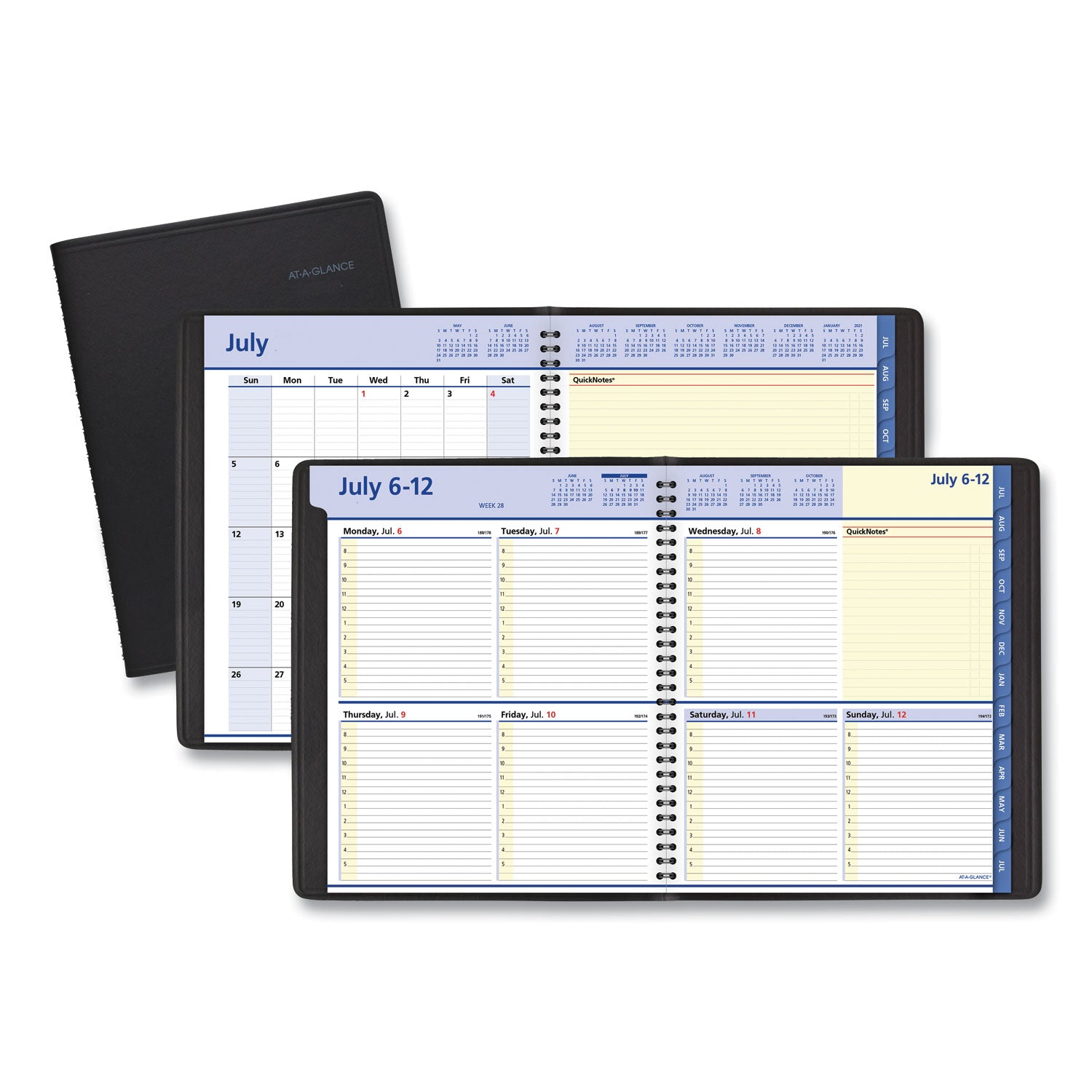 QuickNotes Weekly/Monthly Planner, 10 x 8, Black Cover, 13-Month (July to July): 2023 to 2024 - 