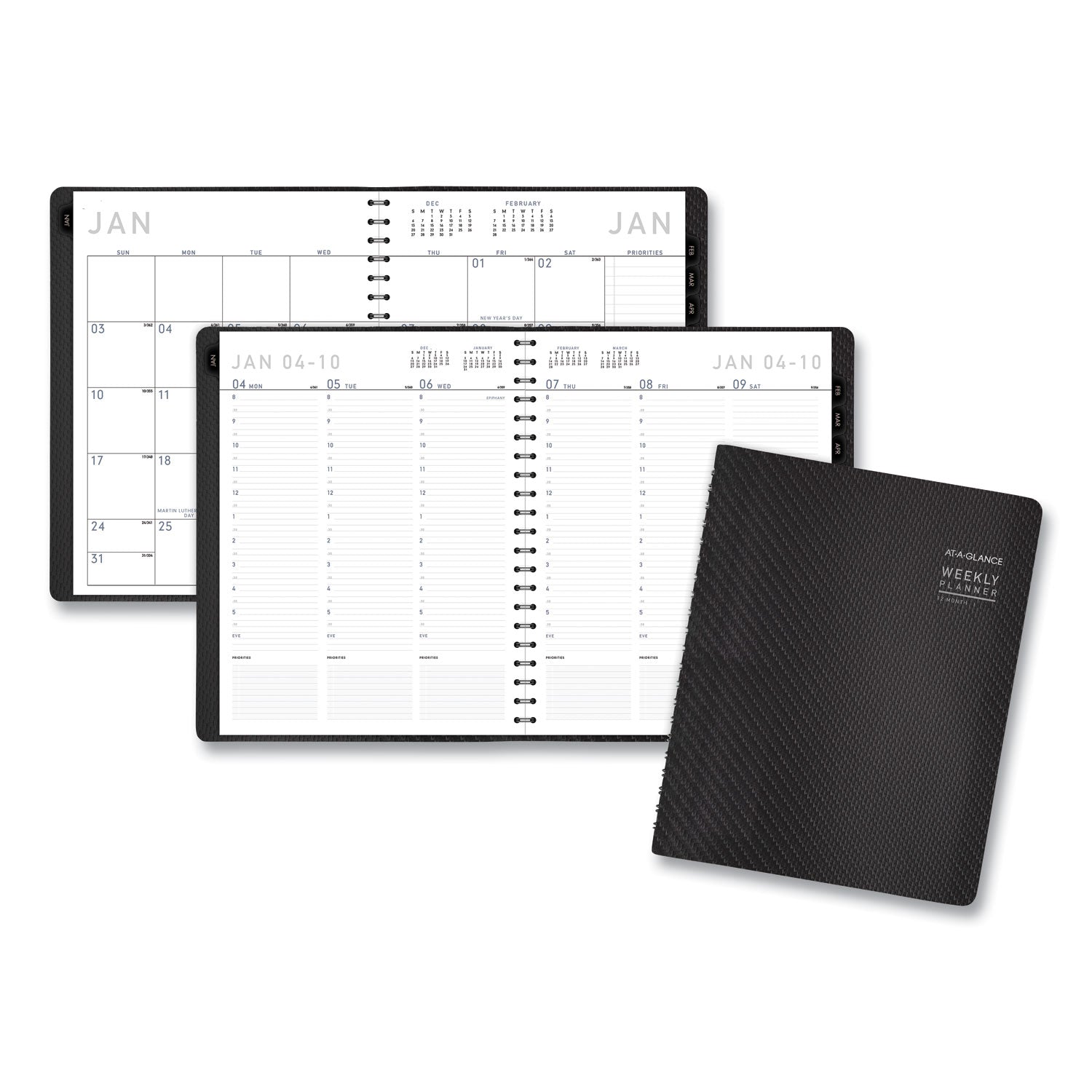 Contemporary Weekly/Monthly Planner, Vertical-Column Format, 11 x 8.25, Graphite Cover, 12-Month (Jan to Dec): 2024 - 