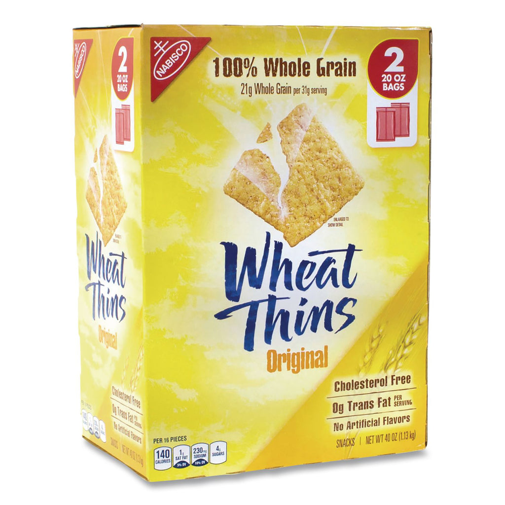 Wheat Thins Crackers, Original, 20 oz Bag, 2 Bags/Pack, Ships in 1-3 Business Days