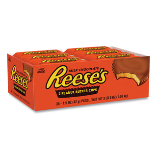 Peanut Butter Cups Bar, Full Size, 1.5 oz Bar, 2 Cups/Bar, 36 Bars/Box, Ships in 1-3 Business Days