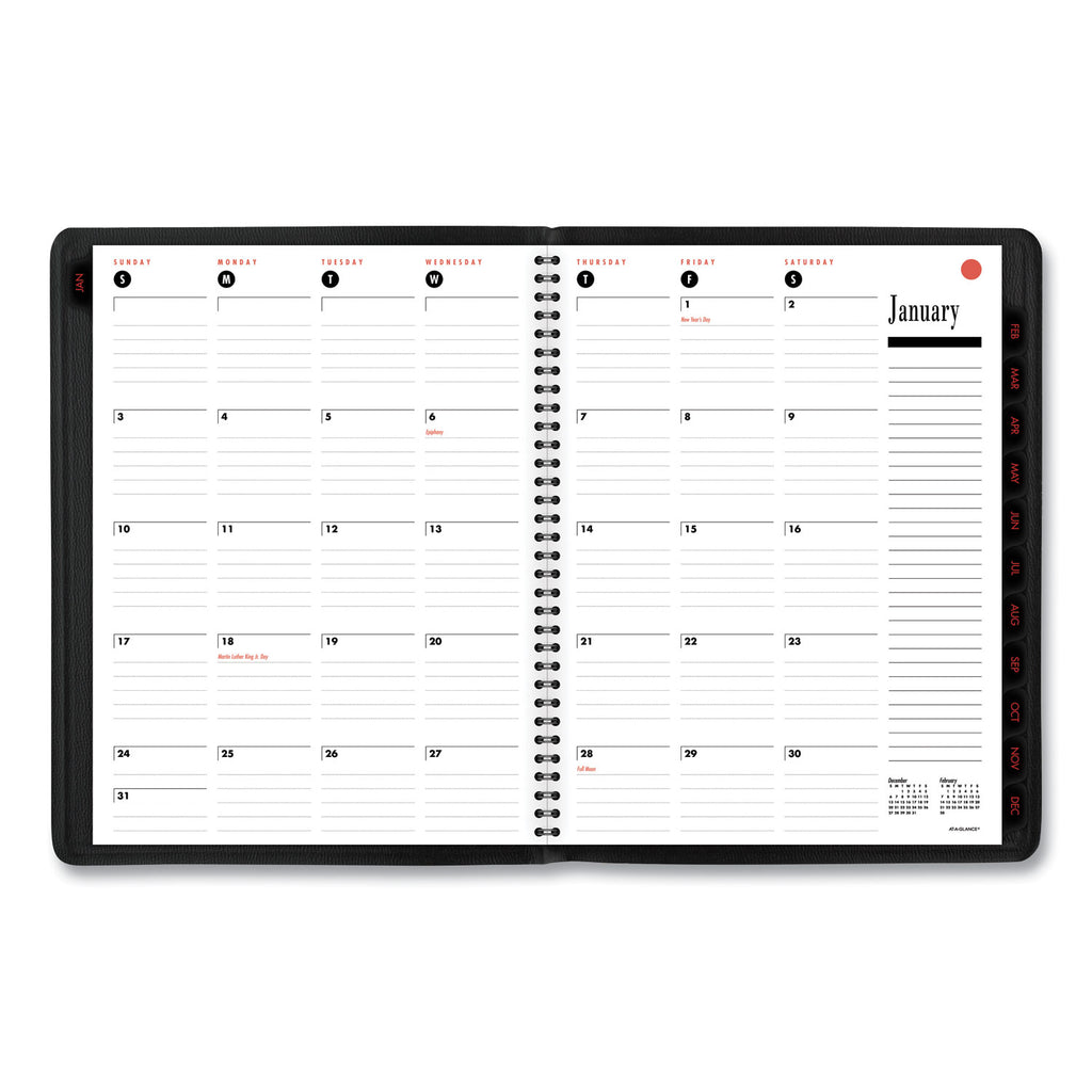 800 Range Weekly/Monthly Appointment Book, 11 x 8.25, Black Cover, 12-Month (Jan to Dec): 2024 - 