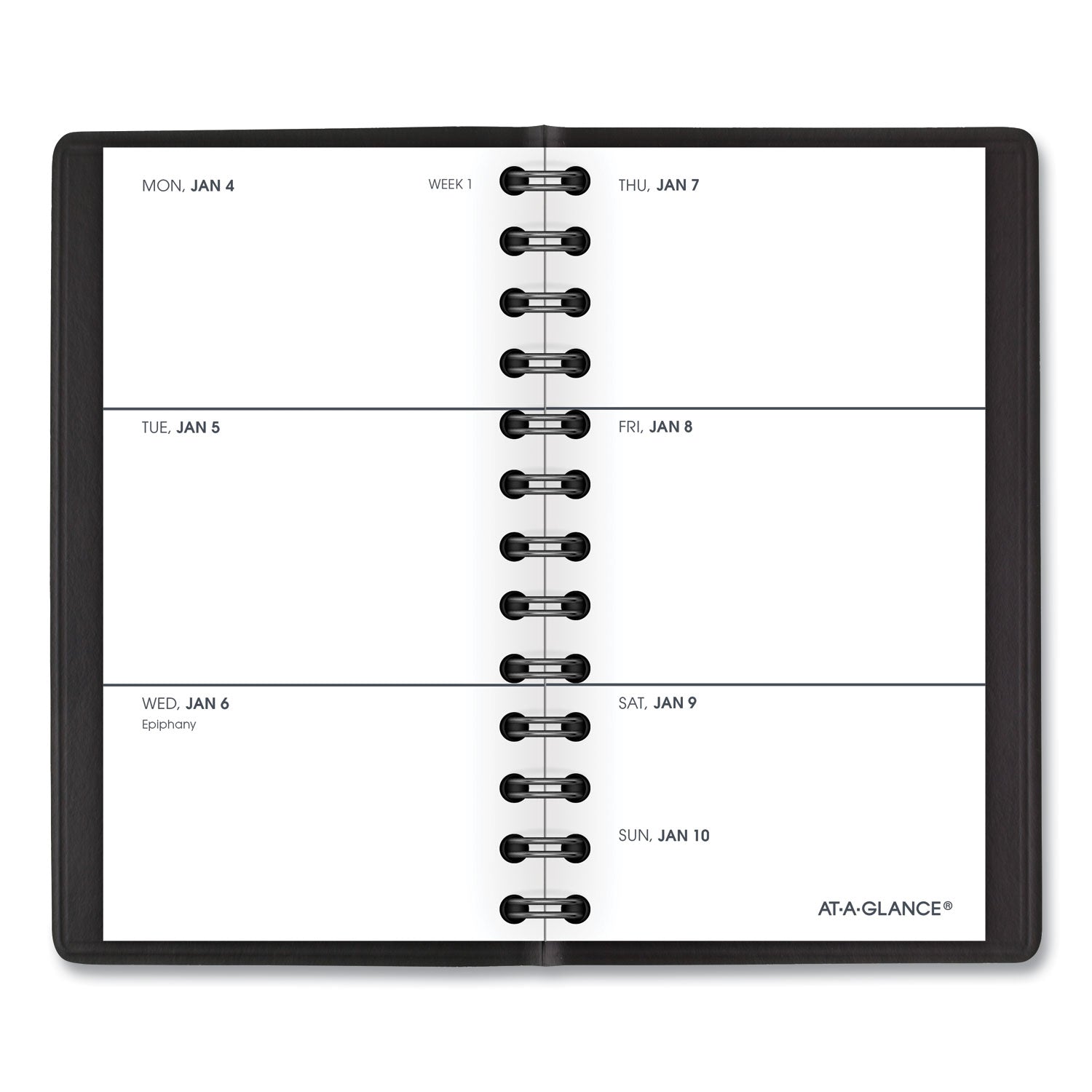 Weekly Planner, 4.5 x 2.5, Black Cover, 12-Month (Jan to Dec): 2024 - 