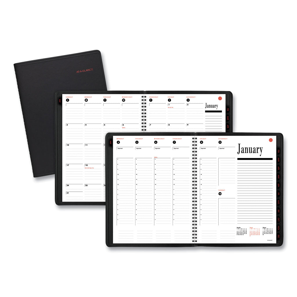 800 Range Weekly/Monthly Appointment Book, 11 x 8.25, Black Cover, 12-Month (Jan to Dec): 2024 - 