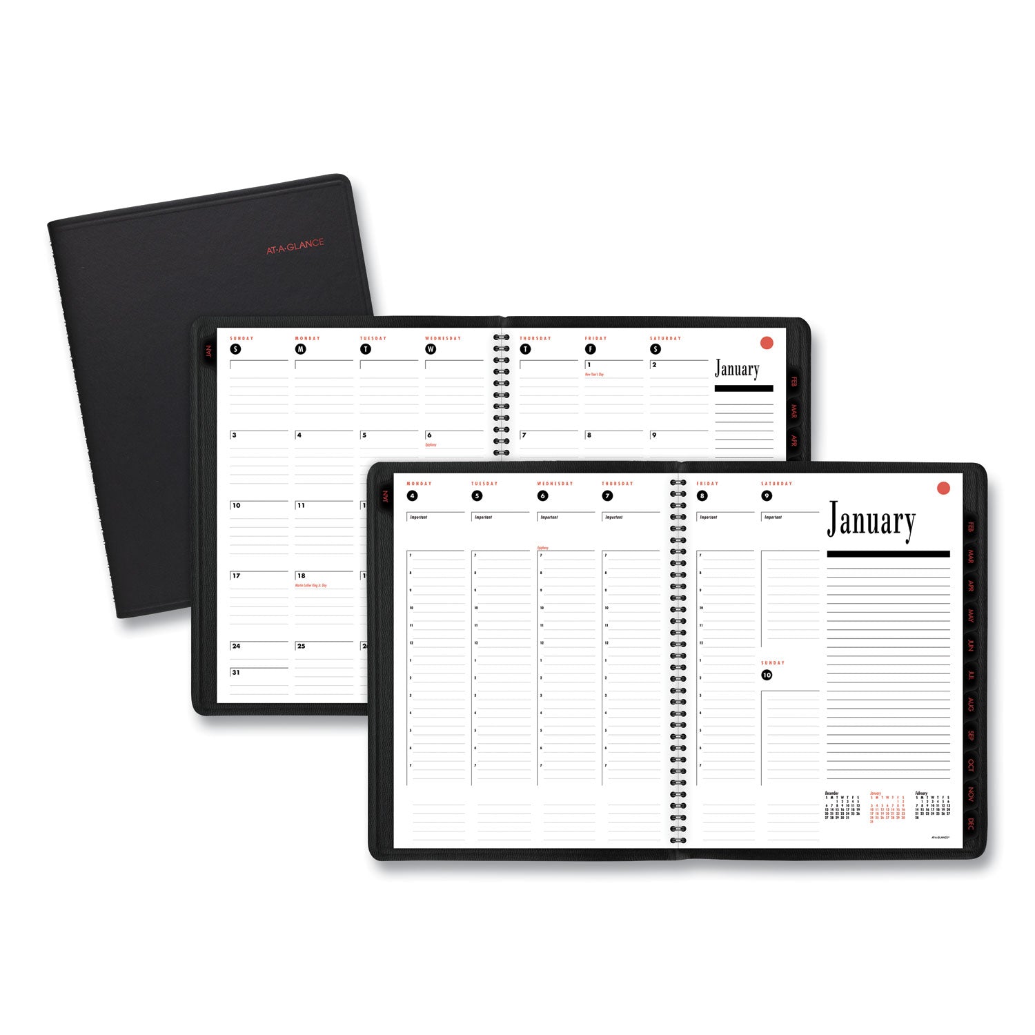 800 Range Weekly/Monthly Appointment Book, 11 x 8.25, Black Cover, 12-Month (Jan to Dec): 2024 - 
