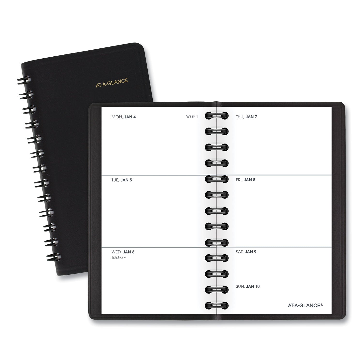 Weekly Planner, 4.5 x 2.5, Black Cover, 12-Month (Jan to Dec): 2024 - 